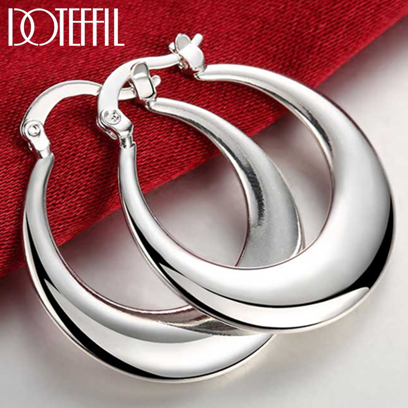 Statement Earrings Oversized - DOTEFFIL 925 스털링 실버 서클 부드러운