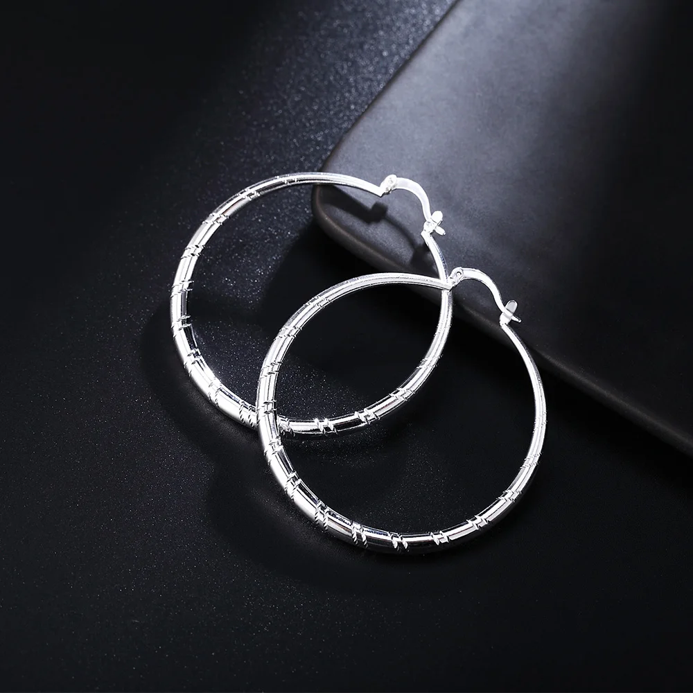 Statement Earrings Oversized - 3/4/5/6cm 큰 925 스털링 실버 서클