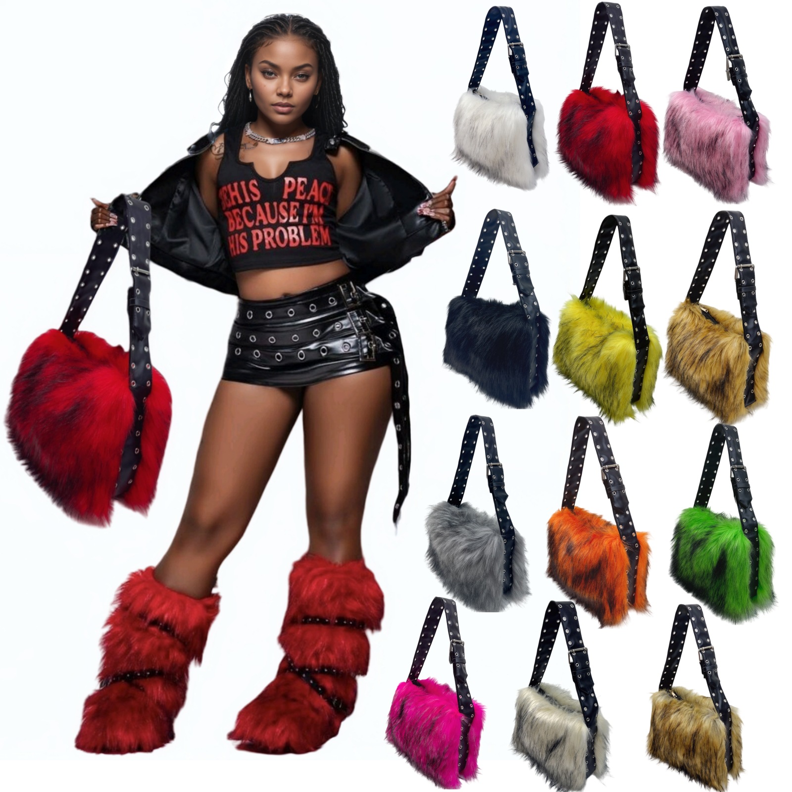 Women'S Y2K Accessories - Y2K 폭스 페이크 퍼 여성용 가방