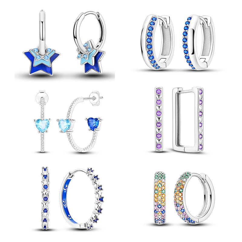 Statement Earrings Oversized - 블루 스타 시리즈 후프 귀걸이, 오리지널