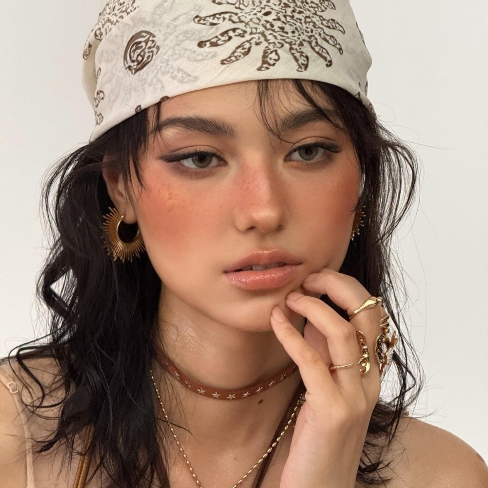 Women'S Y2K Accessories - 레트로 플라워 스퀘어 헤드스카프 Y2K 힙합