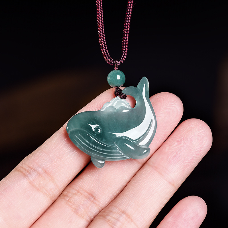 Women Accessories Products - 천연 버마산 비취 고래 펜던트 목걸이