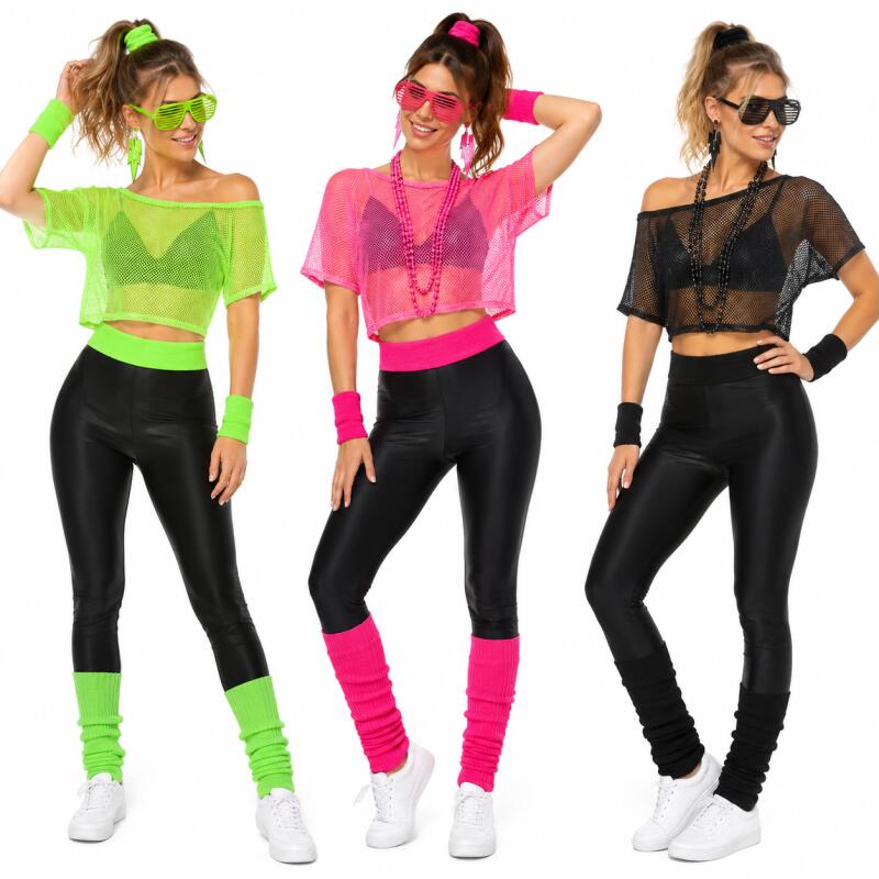 Women Accessories Products - 80년대 히피 디스코 의상 세트 네온