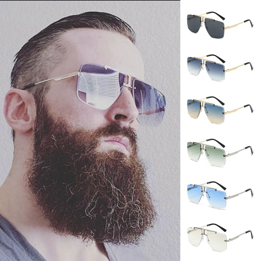 Sunglasses Oversized Square - 1pc 대형 더블 브릿지 선글라스 Frameless
