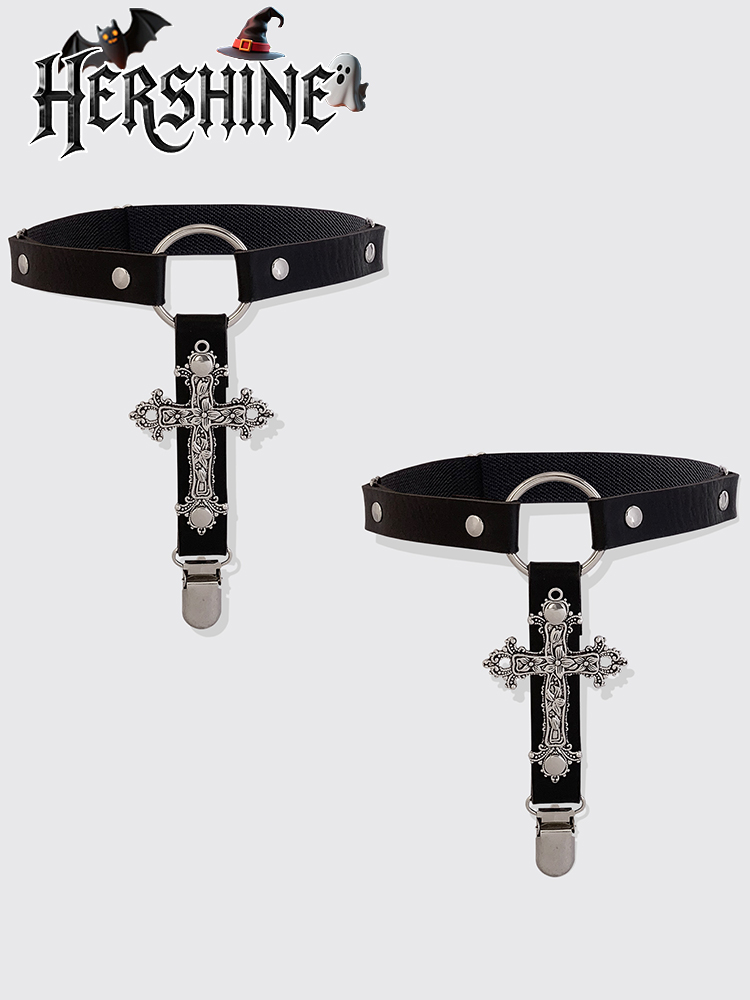 여성용 블랙 할로우 크로스 레깅스 2개, 서스펜더 양말 - Women'S Y2K Accessories 리뷰 및 가격