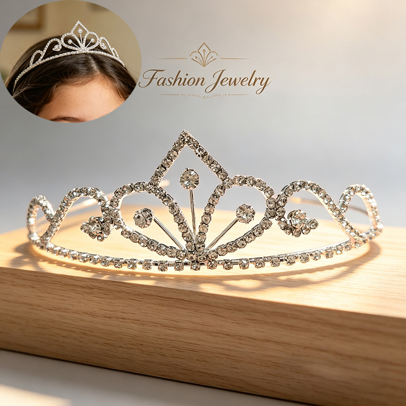 실버 컬러 라인스톤 신부 왕관 럭셔리 크리스탈 티아라  - Queen Accessories 리뷰 및 가격
