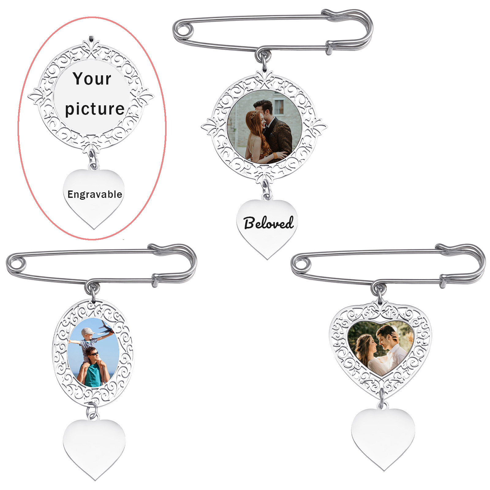 맞춤 사진 배지 브로치 핀 DIY 개인화된 브로치 핀  - Women Accessories Images 리뷰 및 가격