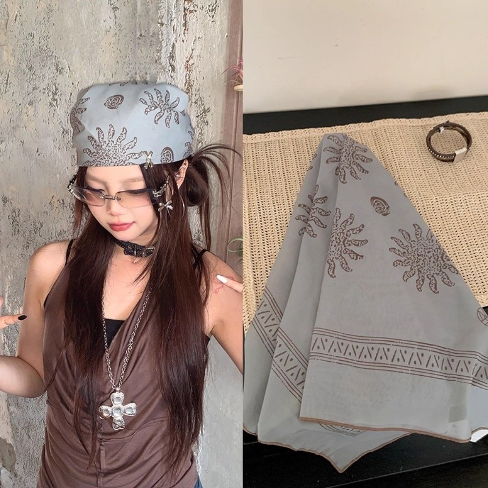 레트로 플라워 스퀘어 헤드스카프 Y2K 힙합 프린트 헤 - Women'S Y2K Accessories 리뷰 및 가격