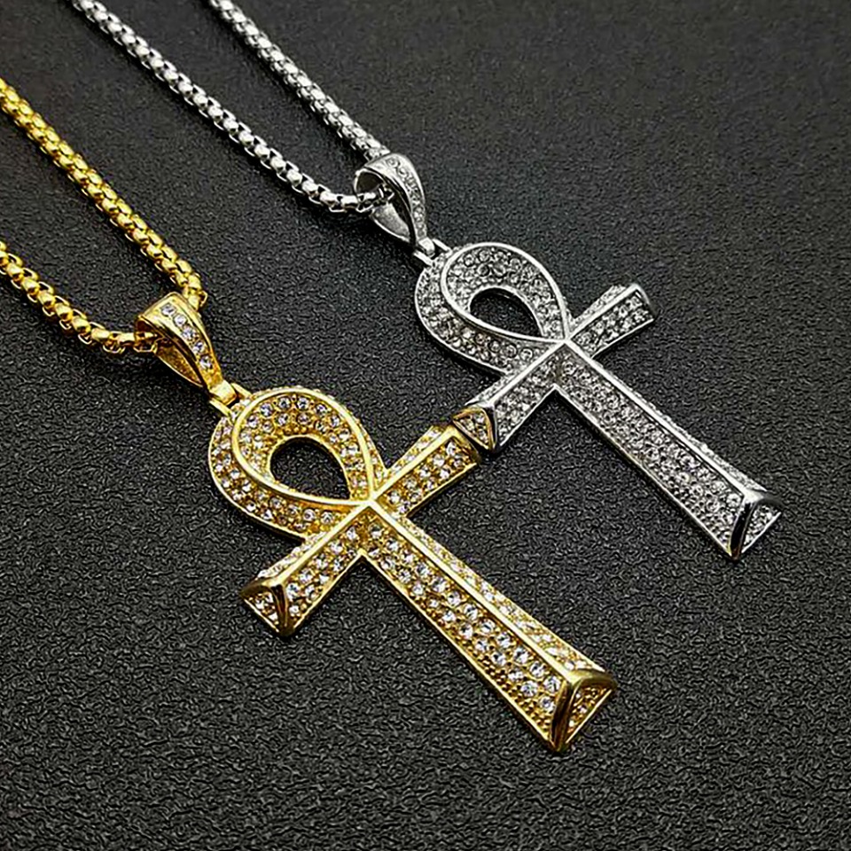 고딕 빈티지 스테인리스 스틸 앙크 십자가 펜던트 목걸이 - Women Accessories Egypt 리뷰 및 가격