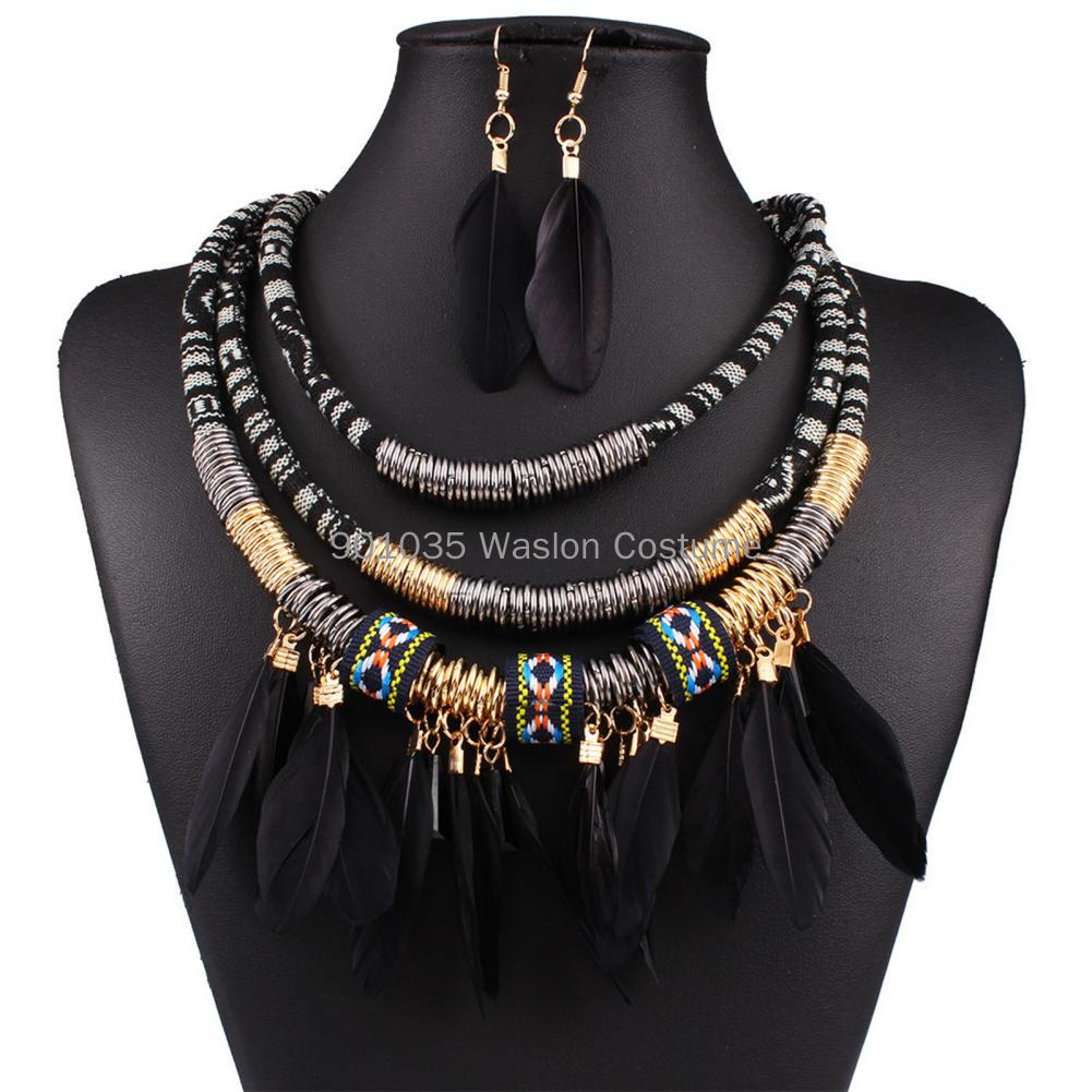 이집트 깃털 술 목걸이 귀걸이 세트, 합금 보헤미안 에 - Women Accessories Egypt 리뷰 및 가격