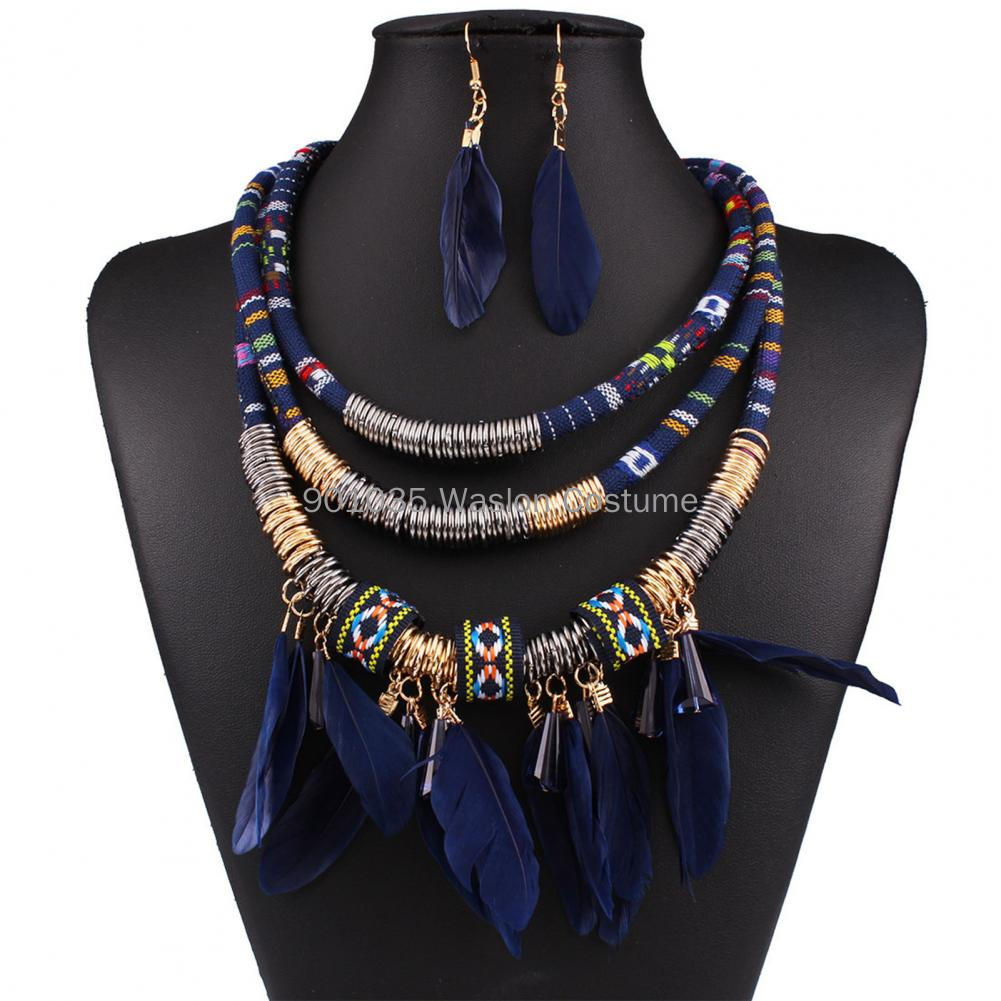 이집트 깃털 술 목걸이 귀걸이 세트, 합금 보헤미안 에 - Women Accessories Egypt 리뷰 및 가격