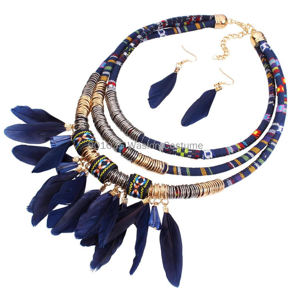 이집트 깃털 술 목걸이 귀걸이 세트, 합금 보헤미안 에 - Women Accessories Egypt 리뷰 및 가격