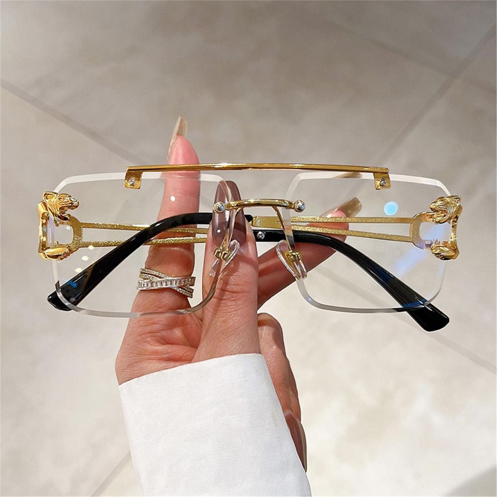 레트로 더블 브리지 무테 선글라스 메탈 UV400 오버 - Sunglasses Oversized Square 리뷰 및 가격