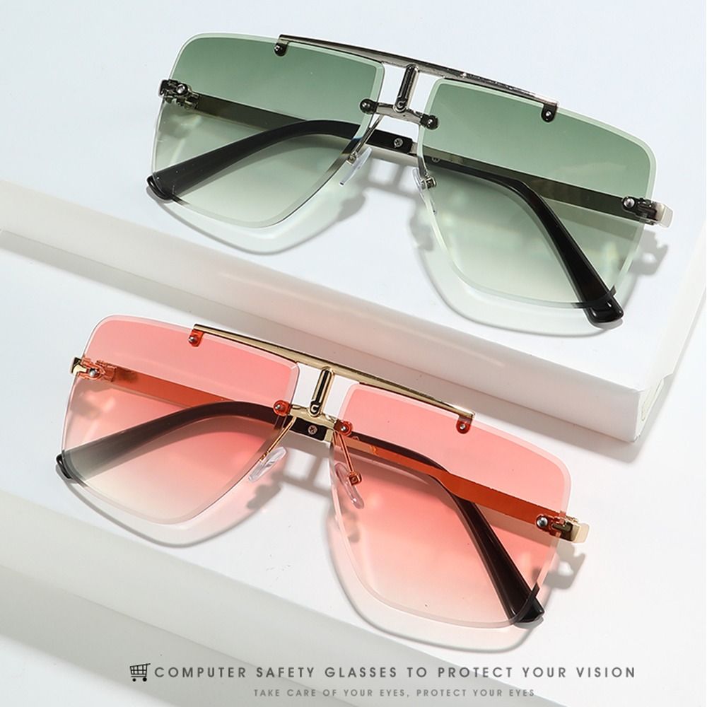 1pc 대형 더블 브릿지 선글라스 Frameless S - Sunglasses Oversized Square 리뷰 및 가격