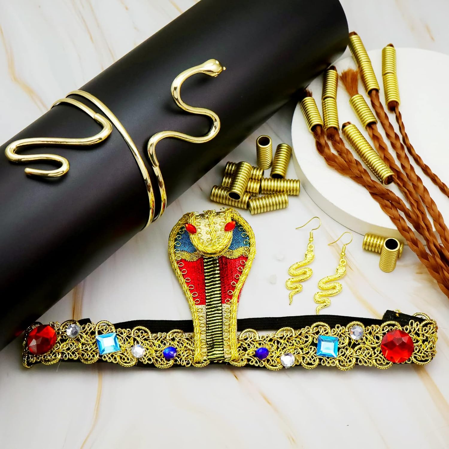 이집트 클레오 파트라 의상 액세서리 뱀 헤드 피스 골든 - Women Accessories Egypt 리뷰 및 가격