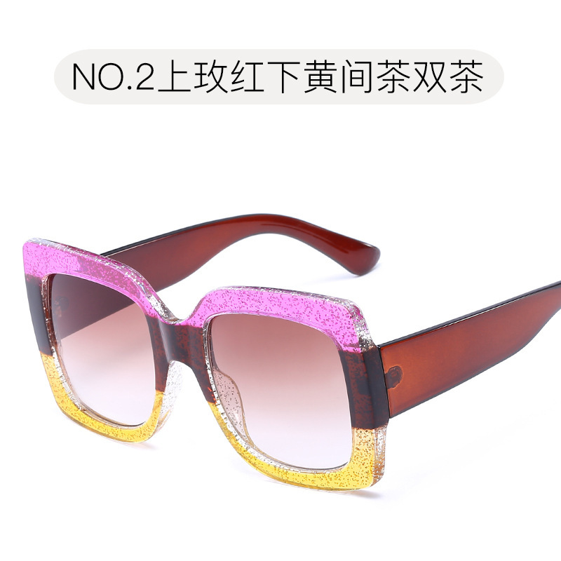여성용 트렌디한 오버사이즈 사각 선글라스, 글리터 컬러 - Sunglasses Oversized Square 리뷰 및 가격