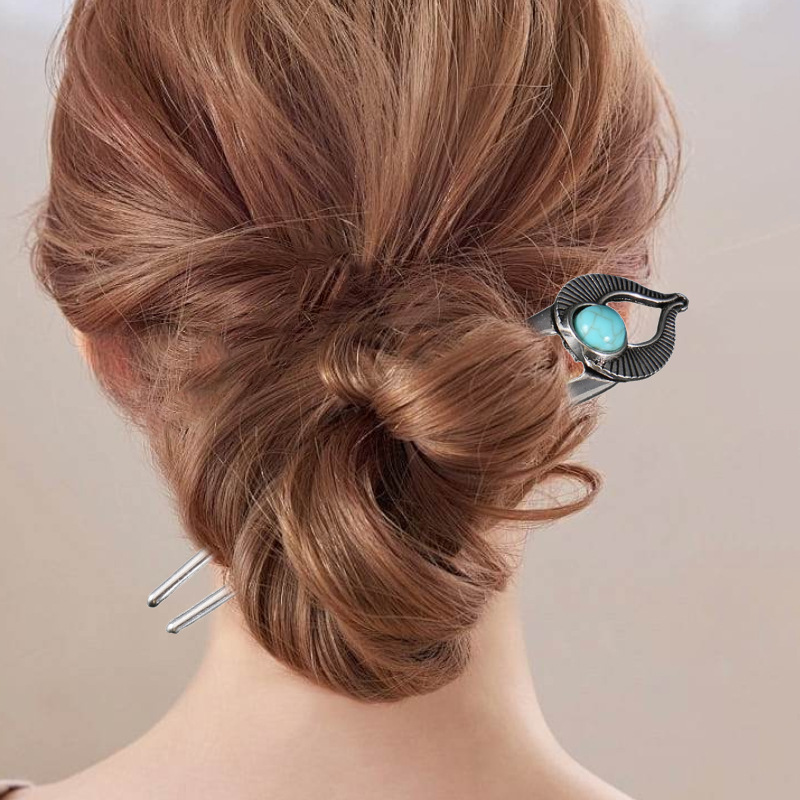이집트 청록색 U자형 헤어 포크 여성용 메탈 헤어 스틱 - Women Accessories Egypt 리뷰 및 가격