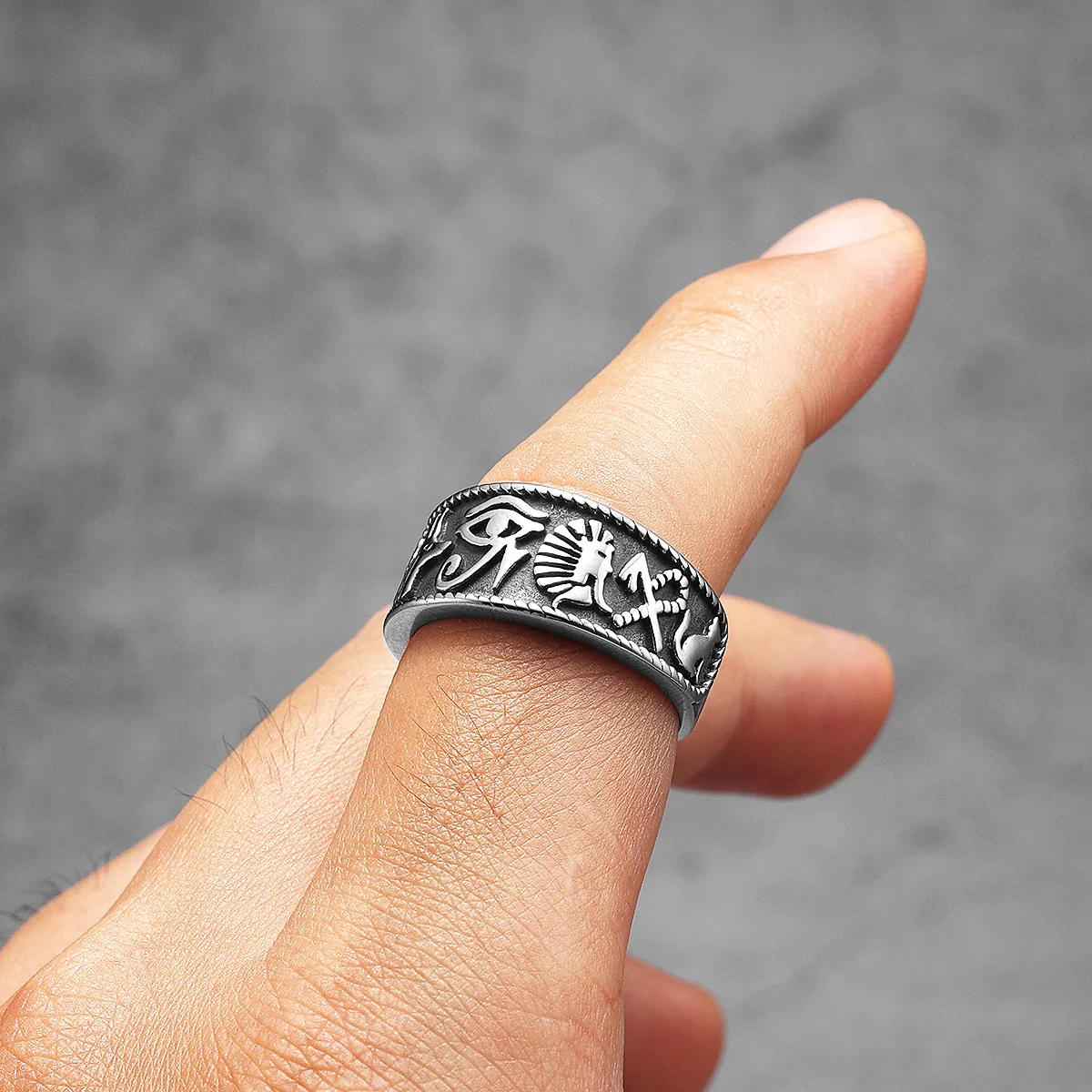 이집트 파라오 호루스의 눈 토템 남자 반지 스테인레스  - Women Accessories Egypt 리뷰 및 가격