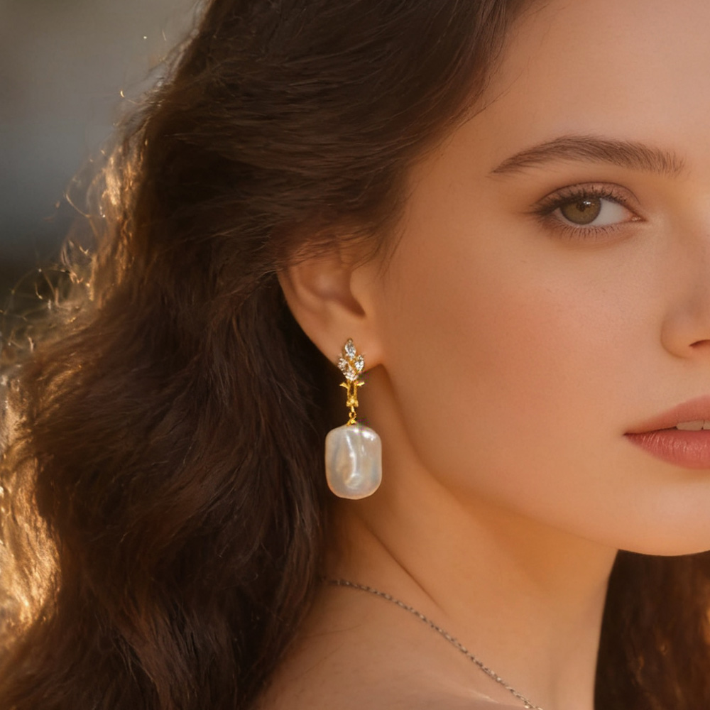 큰 천연 담수 진주 드롭 귀걸이 여성용 롱 귀걸이 쥬얼 - Statement Earrings Oversized 리뷰 및 가격