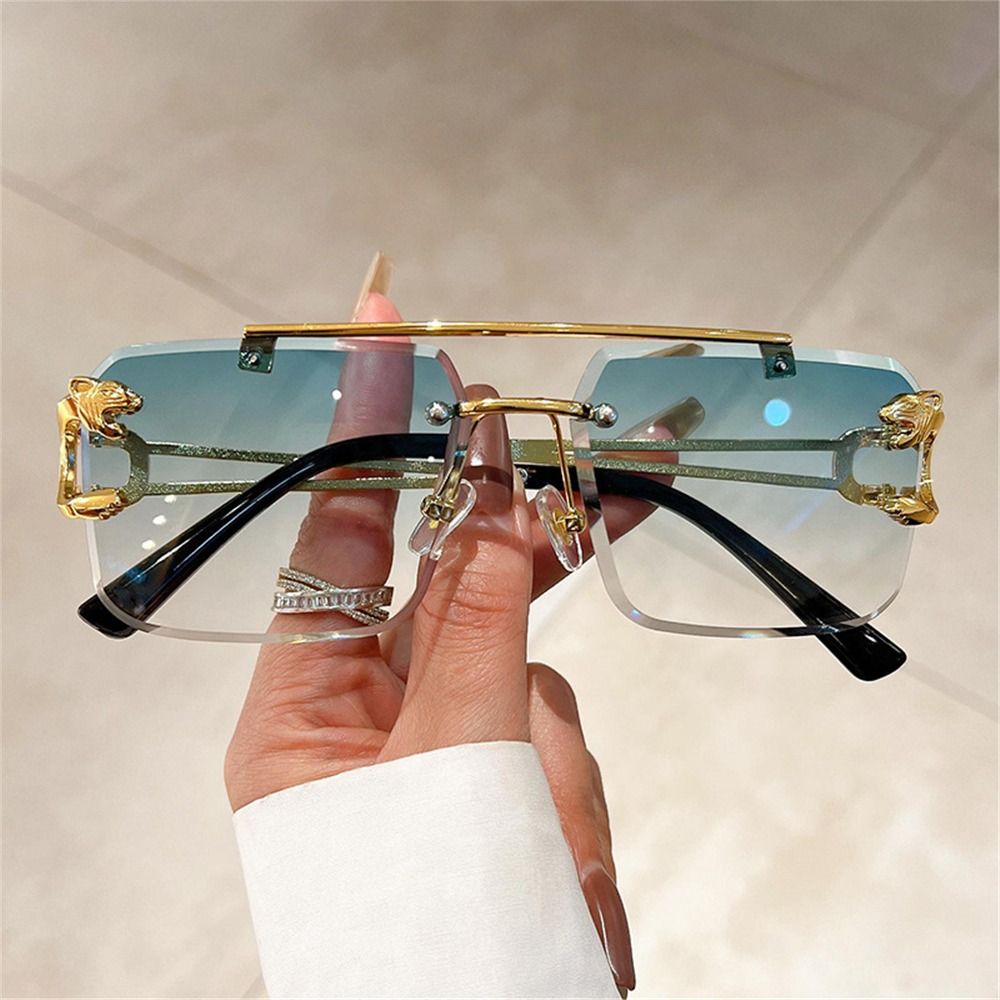 트렌디한 더블 브리지 무테 선글라스 메탈 UV400 오 - Sunglasses Oversized Square 리뷰 및 가격