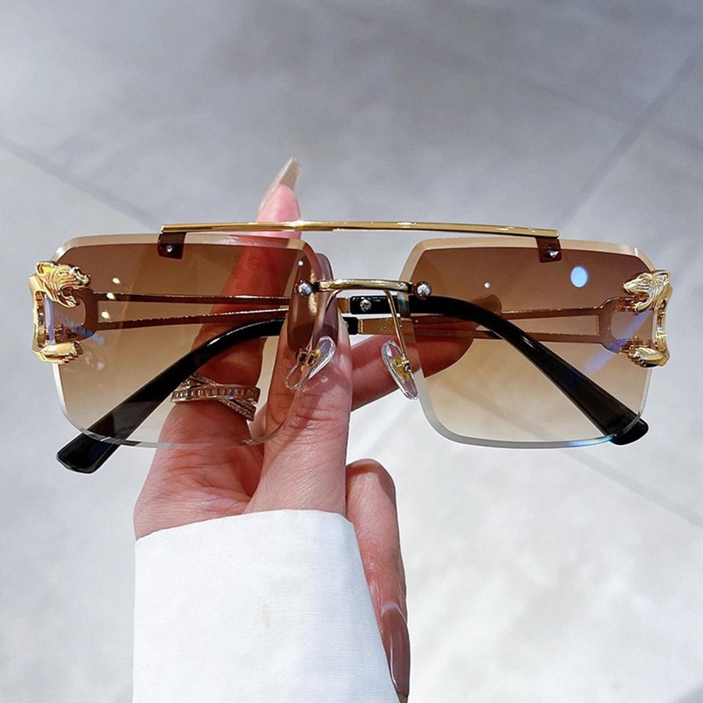 트렌디한 더블 브리지 무테 선글라스 메탈 UV400 오 - Sunglasses Oversized Square 리뷰 및 가격