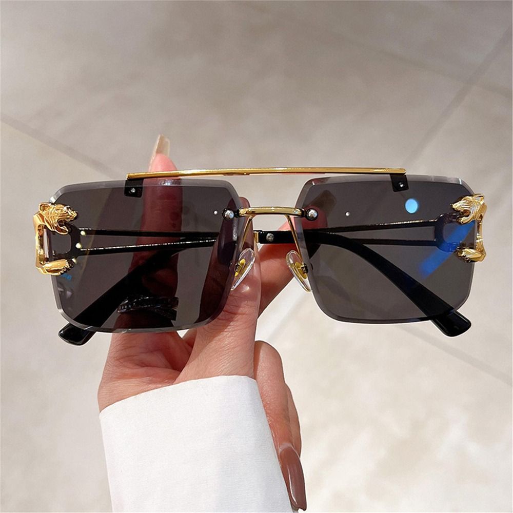 트렌디한 더블 브리지 무테 선글라스 메탈 UV400 오 - Sunglasses Oversized Square 리뷰 및 가격