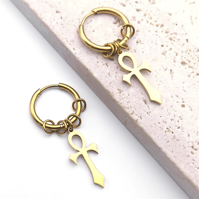 이집트 Ankh 크로스 후프 드롭 매달려 귀걸이 여성  - Women Accessories Egypt 리뷰 및 가격